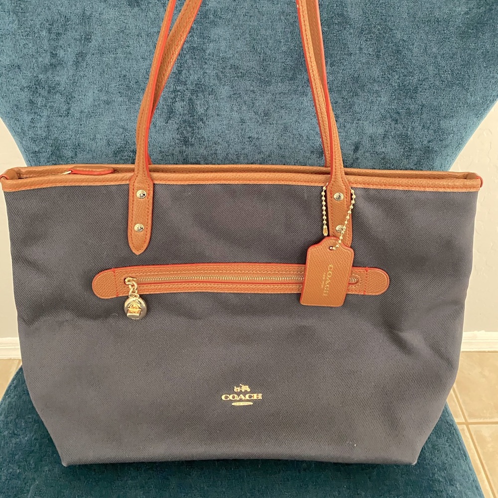 Navy Coach Tote Purse